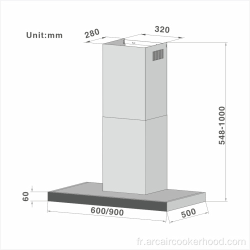 Tacly Control T-Shape Chimney Cooker Hood